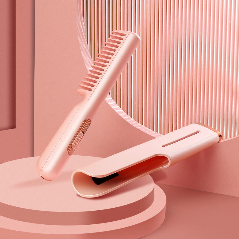 Cross-border Portable Hair Straightening Comb USB Hair Straightener Comb Multi-functional Curly Hair Straight Hair Dual-use Comb Girls Travel.