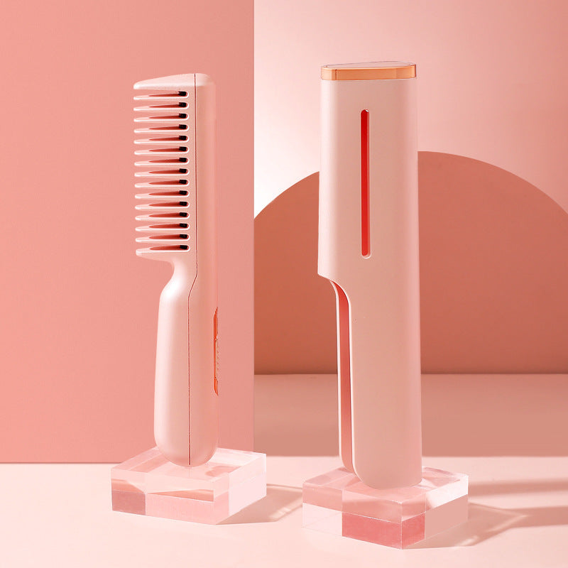 Cross-border Portable Hair Straightening Comb USB Hair Straightener Comb Multi-functional Curly Hair Straight Hair Dual-use Comb Girls Travel.